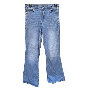 American Eagle Womens 14 Super Hi-Rise Flare Jeans Medium Wash Boho Y2K Retro